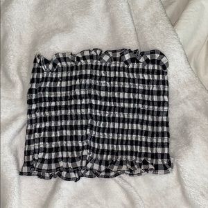 black and white checkered tube top/bandeau